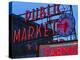 View of Public Market Neon Sign and Pike Place Market, Seattle, Washington, USA-Walter Bibikow-Premier Image Canvas