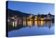 View of River Moselle and Bernkastel-Kues at dusk, Rhineland-Palatinate, Germany, Europe-Ian Trower-Premier Image Canvas