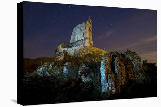 View of Rocks and Mirow Castle Ruins Illuminated at Night, Polish Jura, Poland, Europe-Robert Canis-Premier Image Canvas