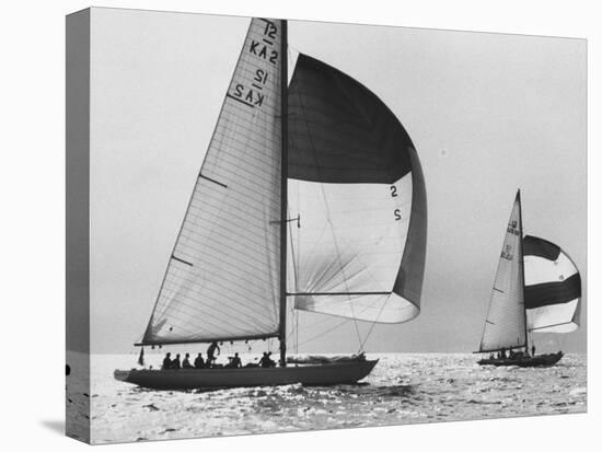 View of Sailboats During the America's Cup Trials-George Silk-Premier Image Canvas