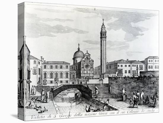 View of San Giorgio Dei Greci and the Flanginian School, Venice (Engraving)-Italian-Premier Image Canvas