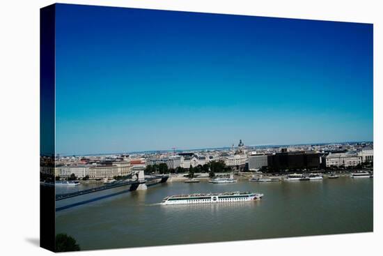 View of sightseeing boat on the River Danube and Budapest, Hungary, Europe-Oliviero Olivieri-Premier Image Canvas