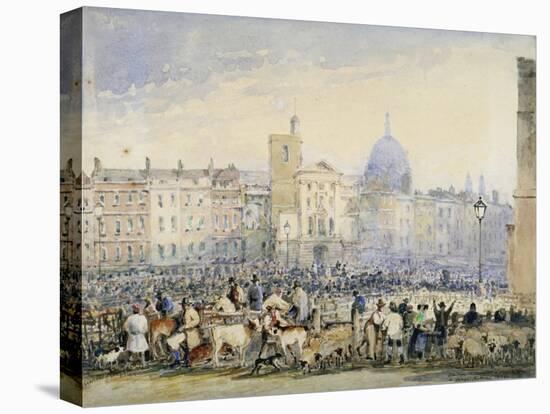 View of Smithfield Market with Figures and Animals, City of London, 1824-George Sidney Shepherd-Premier Image Canvas