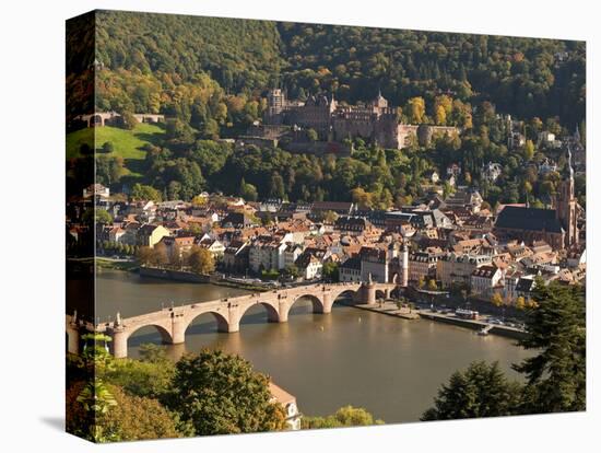 View of the Alte Brucke (Old Bridge), Neckar River Heidelberg Castle and Old Town from the Philosop-Michael DeFreitas-Premier Image Canvas