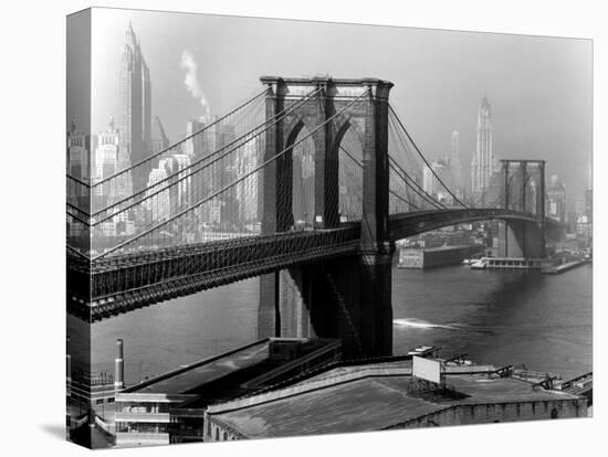 View of the Brooklyn Bridge and the Skyscrapers of Manhattan's Financial District-Andreas Feininger-Premier Image Canvas