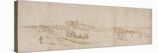View of the Castello Bracciano, Near Rome with Coach and Figures-Jacques Callot-Premier Image Canvas