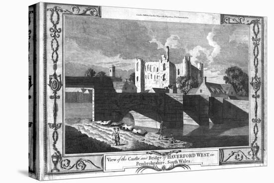 'View of the Castle and Bridge of Haverford West in Pembrokeshire.', late 18th century-Unknown-Premier Image Canvas