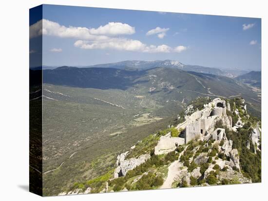 View of the Cathar Castle of Peyrepertuse in Languedoc-Roussillon, France, Europe-David Clapp-Premier Image Canvas