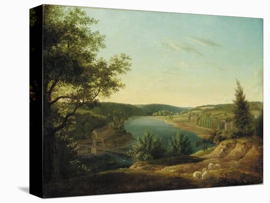 View of the Chain Bridge and Falls of the Schuylkill, Five Miles from Philadelphia-Thomas Birch-Premier Image Canvas