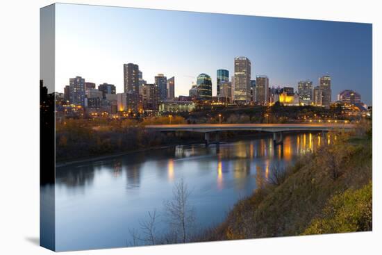 View of the Edmonton Skyline Reflected in the North Saskatchewan River, Edmonton, Alberta, Canada-Miles Ertman-Premier Image Canvas