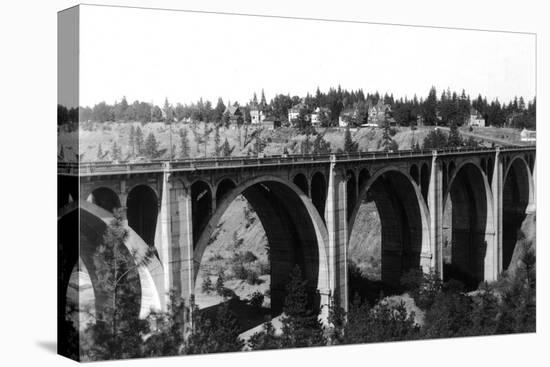 View of the Hangman Bridge - Spokane, WA-Lantern Press-Stretched Canvas