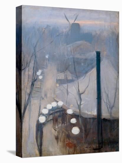 View of the Montmartre District with a Mill in Paris, 1890 (Oil on Canvas)-Ramon Casas i Carbo-Premier Image Canvas