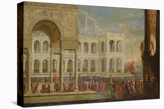 View of the Palace and Queen Joanna I of Naples (Oil on Canvas)-Italian School-Premier Image Canvas