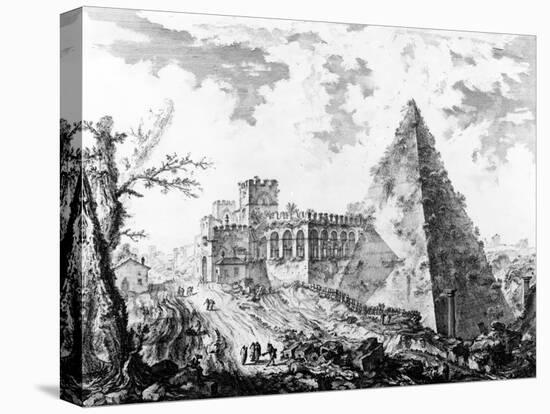 View of the Pyramid of Caius Cestius, from the 'Views of Rome' Series, C.1760-Giovanni Battista Piranesi-Premier Image Canvas