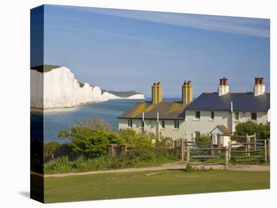 View of the Seven Sisters Cliffs, the Coastguard Cottages on Seaford Head, East Sussex-Neale Clarke-Premier Image Canvas