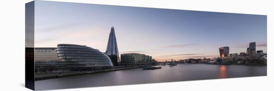 View of the Shard and City Hall from Tower Bridge and the River Thames at Night, London, England-Ben Pipe-Premier Image Canvas