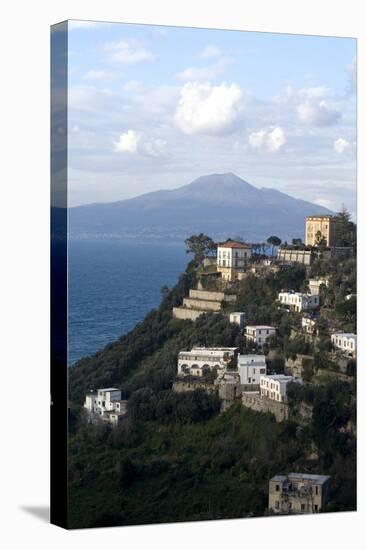 View of the Town of Vico Equense and Mount Vesuvius in the Background, Near Sorrento, Italy-Natalie Tepper-Stretched Canvas