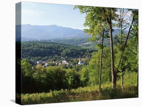 View of Town with Mountain, Vermont, USA-Walter Bibikow-Premier Image Canvas