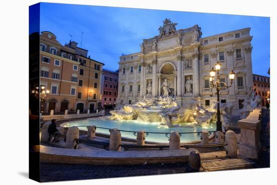 View of Trevi Fountain Illuminated by Street Lamps and the Lights of Dusk, Rome, Lazio-Roberto Moiola-Premier Image Canvas