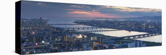 View of Yodo River and Osaka Bay at Sunset, Osaka, Kansai, Japan-Ian Trower-Premier Image Canvas