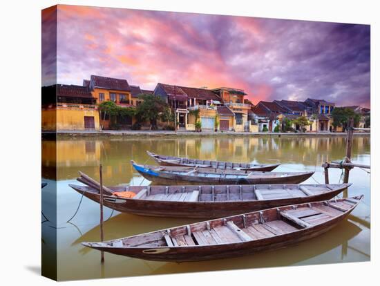 View on the Old Town of Hoi an from the River. Boats in the Foreground.-GoodOlga-Premier Image Canvas