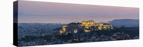 View over Athens and The Acropolis, at sunset from Likavitos Hill, Athens, Attica Region, Greece-Matthew Williams-Ellis-Stretched Canvas
