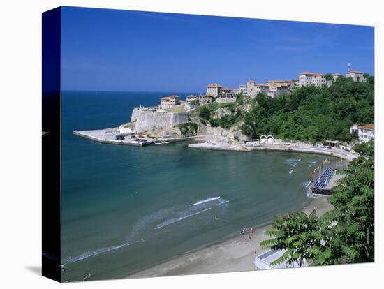 View over Beach to the Old Fortified City, Ulcinj, Haj-Nehaj, Montenegro, Europe-Stuart Black-Premier Image Canvas