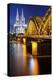 View over Cologne in the Evening, North Rhine-Westphalia, Germany-Steve Simon-Premier Image Canvas