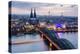 View over Cologne in the Evening, North Rhine-Westphalia, Germany-Steve Simon-Premier Image Canvas