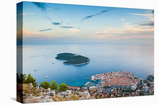 View over Dubrovnik, Lokum Island and Adriatic Sea, Dubrovnik, Dalmatian Coast, Croatia, Europe-Matthew Williams-Ellis-Premier Image Canvas