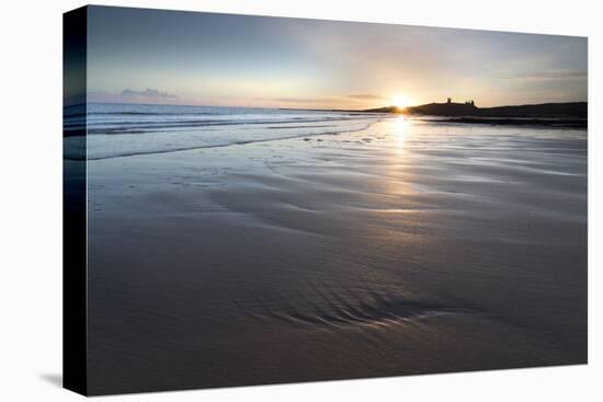 View over Embleton Beach at Sunrise Towards the Silhouetted Ruin of Dunstanburgh Castle-Lee Frost-Premier Image Canvas
