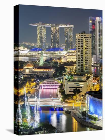 View over Entertainment District of Clarke Quay, Singapore River and City Skyline, Singapore-Gavin Hellier-Premier Image Canvas