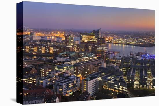 View over HafenCity and Elbphilharmonie at sunset, Hamburg, Hanseatic City, Germany, Europe-Markus Lange-Premier Image Canvas