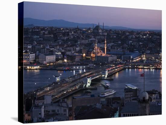View over Istanbul Skyline from the Galata Tower at Night, Beyoglu, Istanbul, Turkey-Ben Pipe-Premier Image Canvas