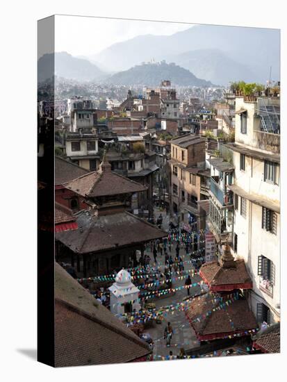 View over Narrow Streets and Rooftops Near Durbar Square Towards the Hilltop Temple of Swayambhunat-Lee Frost-Premier Image Canvas