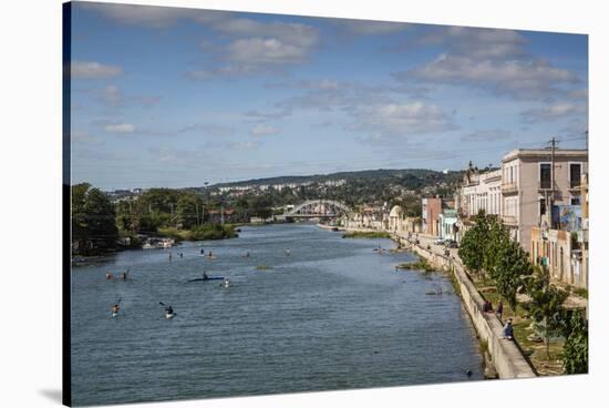 View over People Kayaking in Rio San Juan and the City of Matanzas, Cuba, West Indies-Yadid Levy-Stretched Canvas
