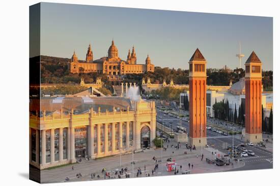 View over Placa d'Espanya (Placa de Espana) to Palau Nacional (Museu Nacional d'Art de Catalunya), -Markus Lange-Premier Image Canvas