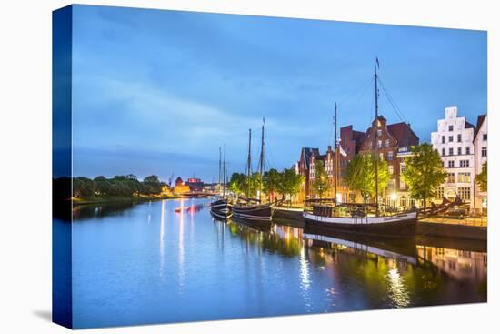 View over river Trave towards old town, Lübeck, Baltic coast, Schleswig-Holstein, Germany-Sabine Lubenow-Premier Image Canvas