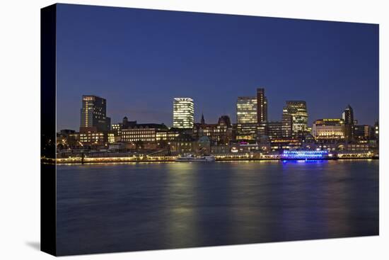View over the Elbe to the Illuminateded Bavaria-Quartier at the Blue Hour-Uwe Steffens-Premier Image Canvas