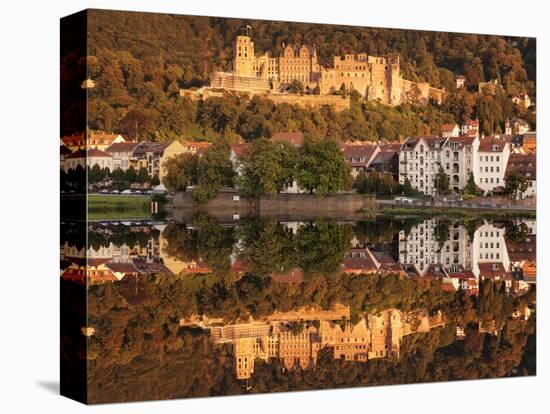 View over the Neckar River to the castle at sunset, Heidelberg, Baden-Wurttemberg, Germany, Europe-Markus Lange-Premier Image Canvas