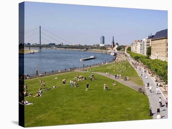 View Over the Rheinuferpromenade Along the River Rhine Towards the Old City, North Rhine Westphalia-Yadid Levy-Premier Image Canvas