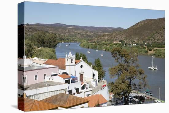 View over whitewashed village of Alcoutim on Rio Guadiana river, Alcoutim, Algarve, Portugal, Europ-Stuart Black-Premier Image Canvas