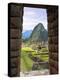 View Through Window of Ancient Lost City of Inca, Machu Picchu, Peru, South America with Llamas-Miva Stock-Premier Image Canvas