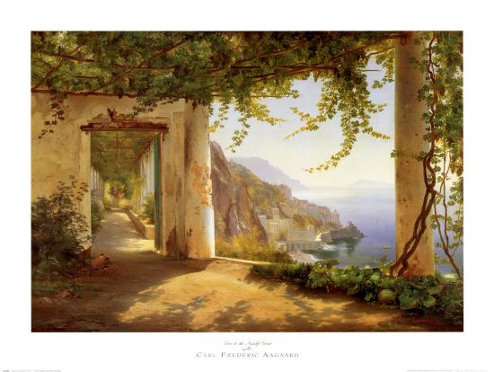 View to the Amalfi Coast-Carl Frederic Aagaard-Stretched Canvas