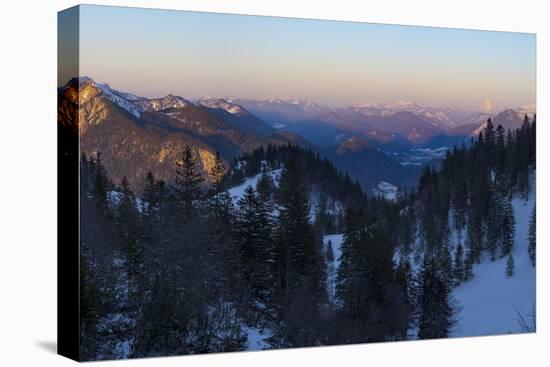 View towards Karwendel Mountains, Mt. Jochberg and Mt. Benediktenwand.-Martin Zwick-Premier Image Canvas