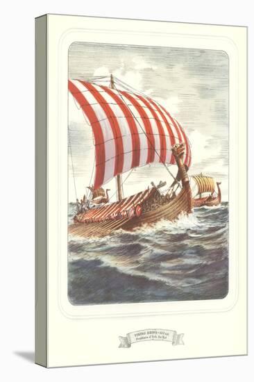 Viking Ship with Striped Sail-null-Stretched Canvas