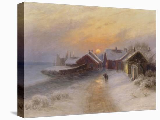 Village de pêcheur au crépuscule, Norvège.1904-Johannes Martin Grimelund-Premier Image Canvas