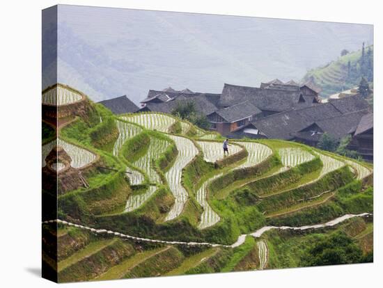 Village Houses with Rice Terraces in the Mountain, Longsheng, Guangxi, China-Keren Su-Premier Image Canvas