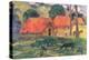 Village in Tahiti-Paul Gauguin-Stretched Canvas