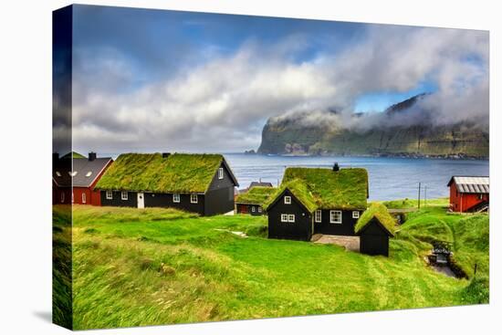 Village of Mikladalur Located on the Island of Kalsoy, Faroe Islands, Denmark-Nick Fox-Premier Image Canvas
